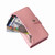 For iPhone 15 Plus Rivet Buckle 9 Cards Three Fold Leather Phone Case(Rose Gold)