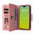 For iPhone 15 Plus Rivet Buckle 9 Cards Three Fold Leather Phone Case(Rose Gold)