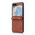 For Samsung Galaxy Z Flip5 5G Lambskin Texture Leather Phone Case with Lanyard(Brown)