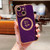 For iPhone 15 Plus Electroplate Side Roses Flower MagSafe Phone Case(Dark Purple)