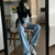 Women Straight Loose Crossover High Waist Wide Leg Jeans, Size: S(Light Blue Cropped Pants)