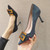 Women Suede High Heels Stiletto Pointed Toe Work Shoes Professional Etiquette Shoes, Size: 36(Blue 8cm)