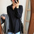 Women Chiffon Professional Shirt Loose Bottoming Shirt, Size: S(Black)
