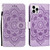 For iPhone 15 Pro Max Mandala Embossing Pattern Horizontal Flip Leather Phone Case(Purple)