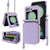 For Samsung Galaxy Z Flip5 Rhombic Texture Card Bag Phone Case with Dual Lanyard(Purple)