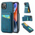 For iPhone 15 Plus Fierre Shann Crazy Horse Card Holder Back Cover PU Phone Case(Blue) For iPhone 15 Plus Fierre Shann Crazy Horse Card Holder Back Cover PU Phone Case(Blue)