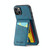 For iPhone 15 Plus Fierre Shann Crazy Horse Card Holder Back Cover PU Phone Case(Blue) For iPhone 15 Plus Fierre Shann Crazy Horse Card Holder Back Cover PU Phone Case(Blue)