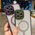 For iPhone 14 Pro Max MagSafe Gradient Color Glitter TPU + Acrylic Phone Case with Lens Film(Purple)