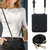 For Samsung Galaxy Z Flip5 Rhombic Texture Phone Case with Long & Short Lanyard(Black)