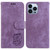 For iPhone 15 Pro Max Little Tiger Embossed Leather Phone Case(Purple)
