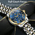 OLEVS 2892 Men Multifunctional Business Waterproof Quartz Watch(Blue + Gold)