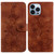 For iPhone 15 Pro Max Lily Embossed Leather Phone Case(Brown)