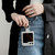 For Samsung Galaxy Z Flip5 5G V-shaped Pattern Leather Ring Holder Shockproof Phone Case(Red)