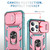 For iPhone 15 Pro Max Sliding Camshield Holder Phone Case(Pink+Green)