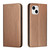 For iPhone 15 Carbon Fiber Texture Flip Holder Leather Phone Case(Brown)