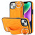 For iPhone 13 Non-slip Full Coverage Ring PU Phone Case with Wristband(Orange)