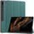 For Samsung Galaxy Tab S9 Ultra 3-Fold Pure Color TPU Smart Leather Tablet Case with Pen Slot(Dark Green)