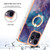 For iPhone 15 Pro Max Electroplating Marble Dual-side IMD Phone Case with Ring(Purple 016)