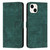 For iPhone 15 Plus Skin Feel Stripe Pattern Leather Phone Case with Lanyard(Green)