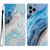 For iPhone 15 Pro Max Colored Drawing Leather Phone Case(Blue Marble)