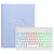 For iPad 10.2 2021 / Air 2019 Three-color Backlight White 360 Degree Rotatable Bluetooth Keyboard Leather Case(Light Purple)
