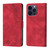 For iPhone 15 Pro Skin-feel Embossed Leather Phone Case(Red)