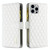 For iPhone 15 Pro Max Diamond Lattice Zipper Wallet Leather Flip Phone Case(White)