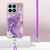 For Honor X8a Electroplating Marble Dual-side IMD Phone Case with Lanyard(Purple 002)