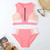 Woman Sexy Vest High Waist Two Piece Bikini Swimsuit, Size:XL(Pink)