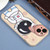 For iPhone 12 mini Spaceman Binoculars Phone Case(Beige and Pink)