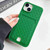 For iPhone 14 Weave Texture Card Slot Skin Feel Phone Case with Push Card Hole(Green)