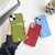 For iPhone 14 Weave Texture Card Slot Skin Feel Phone Case with Push Card Hole(Green)