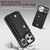 For iPhone 13 Pro Zipper Card Bag Phone Case with Dual Lanyard(Black)