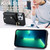 For iPhone 13 Pro Zipper Card Bag Phone Case with Dual Lanyard(Black)