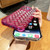 For iPhone 13 Pro Max Woven Grid 3D Electroplating Laser Engraving Glitter Paper Phone Case(Rose Red)