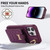 For iPhone 14 Pro Vertical Card Bag Ring Holder Phone Case with Dual Lanyard(Dark Purple)