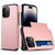 For iPhone 15 Pro Shockproof Armor Phone Case with Slide Card Slot(Rose Gold)