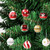 6pcs/pack 6cm Painted Christmas Ball Decoration Props(Red Green and White Spiral Stripes)