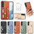For Samsung Galaxy A22 5G Wristband Kickstand Wallet Back Phone Case with Tool Knife(Khaki)