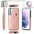 For Samsung Galaxy S21 FE 5G Wristband Kickstand Wallet Leather Phone Case(Rose Gold)