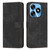 For Tecno Spark 10C Skin Feel Stripe Pattern Leather Phone Case with Lanyard(Black)