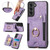 For Samsung Galaxy S21 5G Retro Skin-feel Ring Multi-card Wallet Phone Case(Purple)