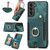 For Samsung Galaxy S21 5G Retro Skin-feel Ring Multi-card Wallet Phone Case(Green)