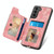 For Samsung Galaxy S21+ 5G Retro Skin-feel Ring Multi-card Wallet Phone Case(Pink)