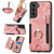 For Samsung Galaxy S21+ 5G Retro Skin-feel Ring Multi-card Wallet Phone Case(Pink)