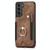 For Samsung Galaxy S21 5G Retro Skin-feel Ring Multi-card Wallet Phone Case(Brown)