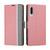 For Samsung Galaxy A90 5G Twill Texture Side Button Leather Phone Case(Pink)