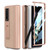 For Samsung Galaxy Z Fold3 5G GKK Magnetic Hinge Plain Leather Phone Flip Case with Pen Box(Mist Gold)