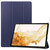 For Samsung Galaxy Tab S9+ JUNSUNMAY Custer Solid Color 3-Fold Stand Leather Smart Tablet Case(Dark Blue)