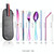 7 in 1 Cutlery Spoon Chopsticks And Straw Set Stainless Steel Portable Cutlery Set, Specification: Black+ Light Bag